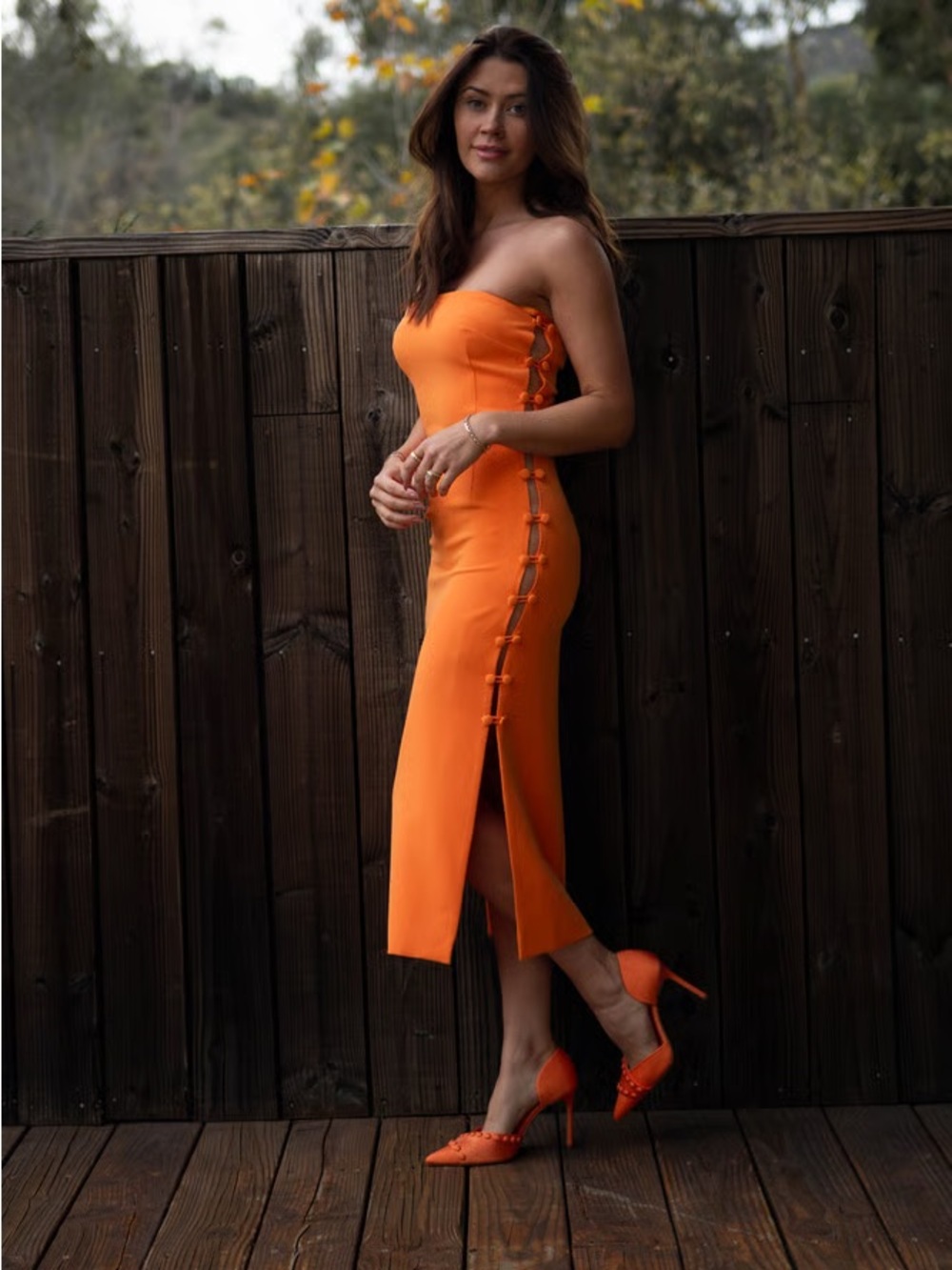 Gianni Bini Tori button Crepe dress